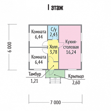 Проект одноэтажного небольшого дома / План 1 этажа