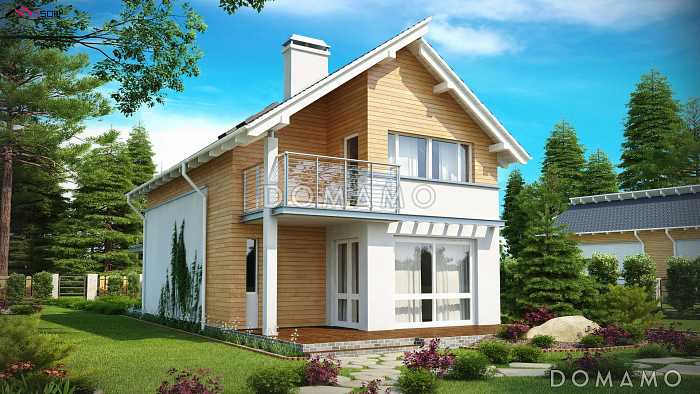 Проект небольшого мансардного дома из газобетона с отделкой планкеном