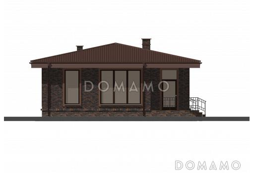 Проект небольшого одноэтажного дома с двумя спальнями и просторной кухней-гостиной / Фасад 4