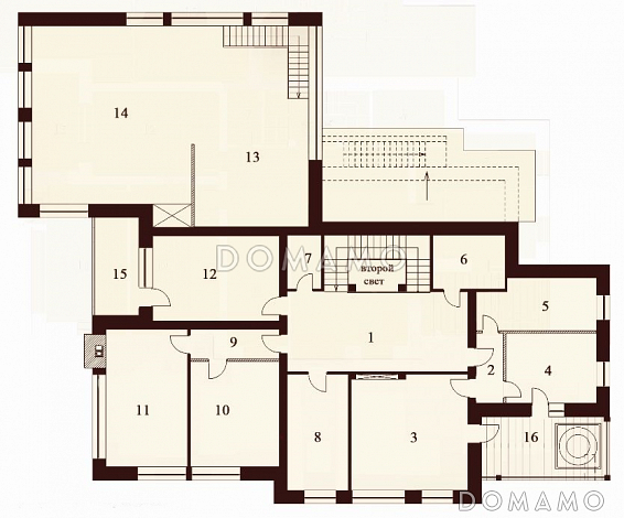 Проект роскошного дома с бассейном / План мансардного этажа