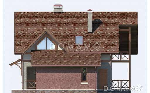 Проект небольшого дома с пятью жилыми комнатами и балконом из СИП панелей / Фасад 1