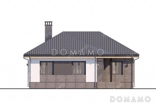 Проект одноэтажного дома с просторной гостиной, тремя спальнями и котельной / Фасад 1