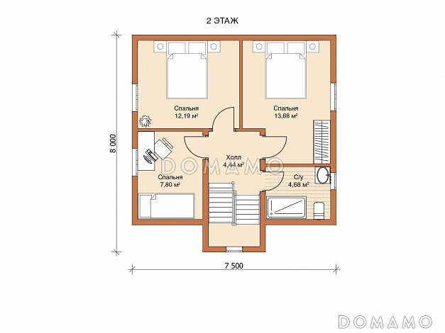 Каркасный дом "Тейлор" / План 2 этажа