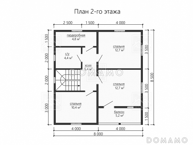 Каркасный дом "Оддманд" / План 2 этажа