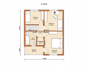 Каркасный дом "Гамма" / План 2 этажа