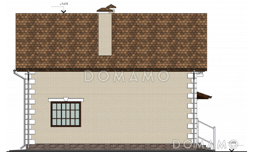 Проект двухэтажного кирпичного дома с французским балконом / Фасад 4
