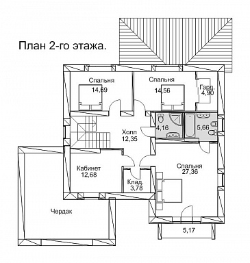 Проект дома с гаражом на два автомобиля и чердаком / План мансардного этажа