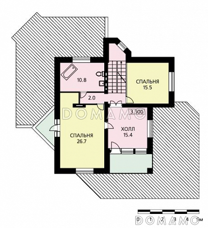 Проект стильного дома из пенобетона с бассейном и зимним садом на первом этаже / План 2 этажа