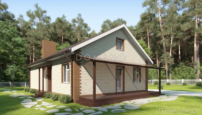 Проект дома с кладовой, кухней-столовой, гостиной, тремя спальнями