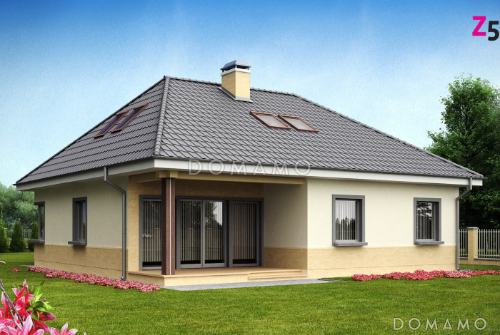 Проект большого одноэтажного мансардного дома из кирпича с тремя спальнями на каждом этаже