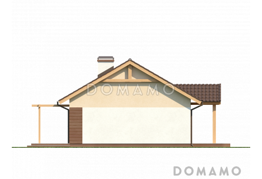 Проект одноэтажного дома из кирпича с тремя спальнями и террасой / Фасад 4