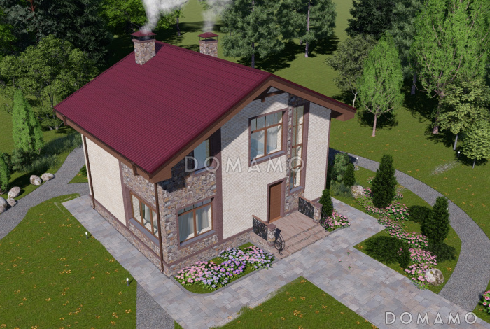 Проект двухэтажной бани с двумя спальнями и кухней-гостиной