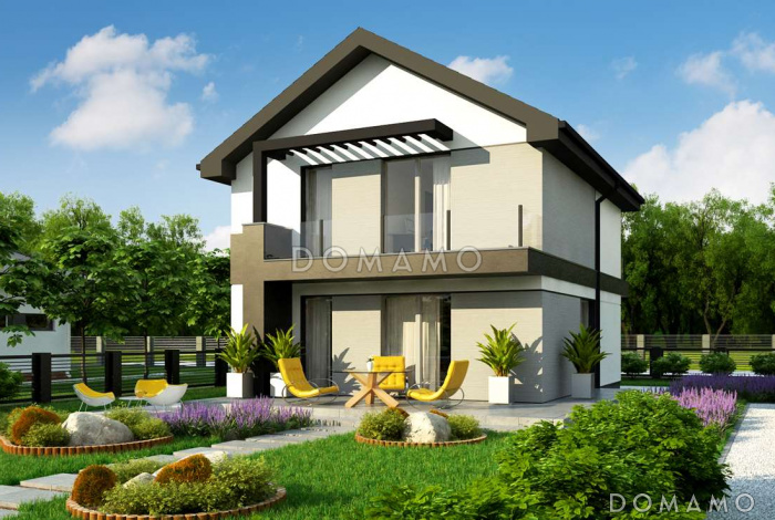Проект компактного двухэтажного дома из газобетона современного дизайна