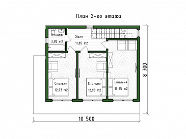 Проект двухэтажного коттеджа в стиле хай-тек, адаптированный для сейсмозоны / План 2 этажа