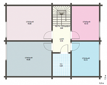 Проект небольшого дома с четырьмя спальнями на втором этаже / План мансардного этажа