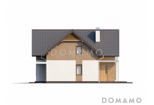 Проект мансардного дома из газобетона с тремя спальнями и кабинетом, балконом и гаражом  / Фасад 3