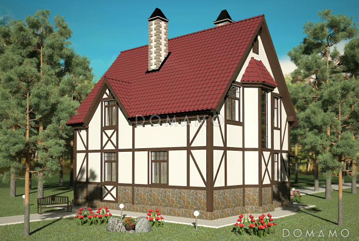 Проект практичного коттеджа в стиле фахверк