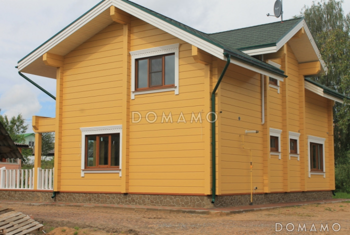 Проект двухэтажного дома из клееного бруса общей площадью более 200 м. кв.