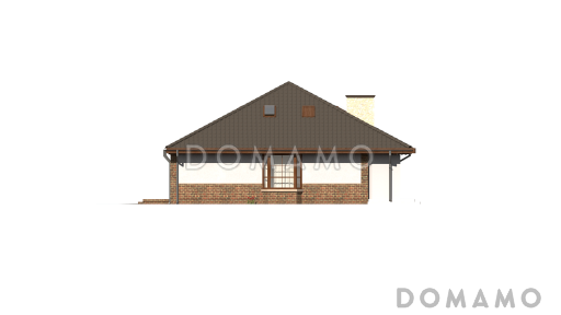 Проект одноэтажного дома из газобетона с мансардой, гаражом на два автомобиля и зоной барбекю на террасе  / Фасад 4