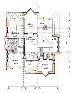 Проект коттеджа в стиле шале с двусветной гостиной / План 2 этажа