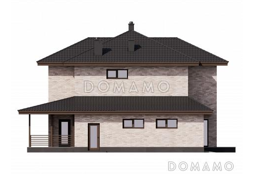 Проект дома с гаражом, мастер-спальней и комнатой на первом этаже / Фасад 2