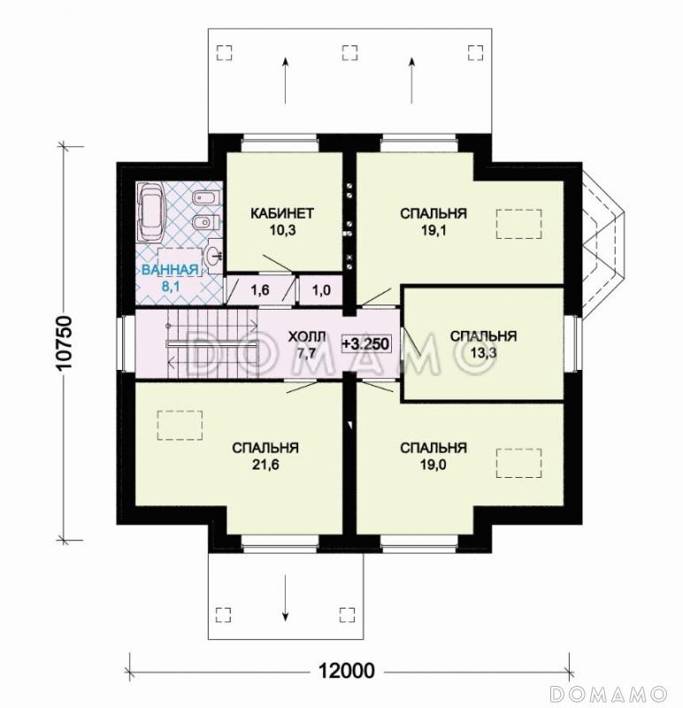 Проект дома из пеноблоков с террасой и сауной / План мансардного этажа