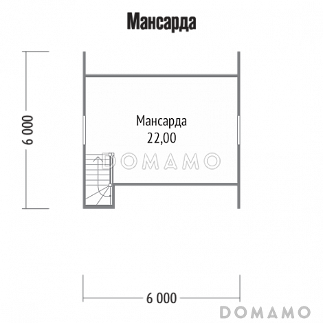 Проект дома 6х6 из клееного бруса / План мансардного этажа