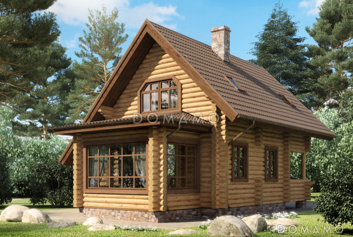 Проект компактного, деревянного дома с тремя спальнями и просторной гостинной