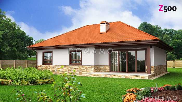 Проект одноэтажного дома из газобетона с тремя спальнями и комнатой на мансардном этаже