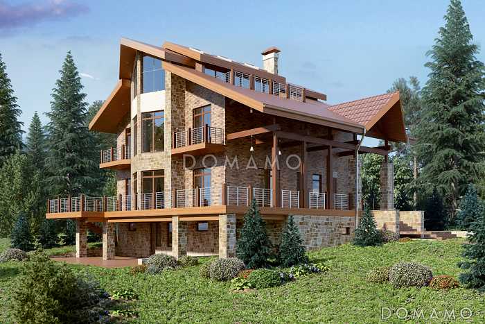 Проект дома из кирпича для неровных участков