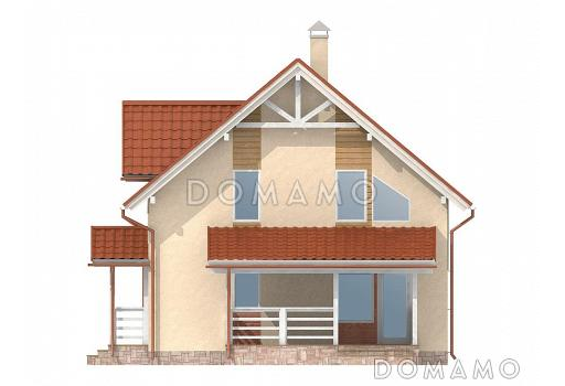 Проект каркасного дома с кровлей из металлочерепицы / Фасад 1
