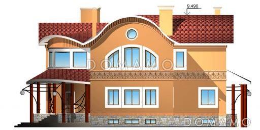 Проект двухэтажного дома с бильярдной и тренажерным залом на цокольном этаже / Фасад 4