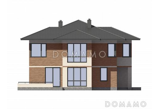 Проект кирпичного дома с санузлом в спальной комнате / Фасад 2