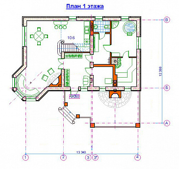 Проект бани с мансардным этажом / План 1 этажа