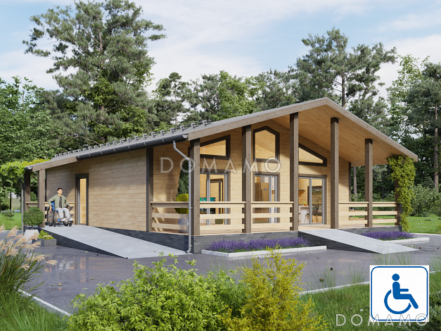 Дом, адаптированный для маломобильных людей, 10х10м. 