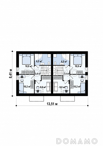 Проект двухсемейного дома из кирпича с 3 спальнями на мансарде / План мансардного этажа