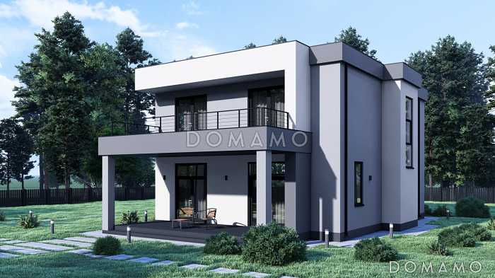 Проект дома в стиле Хай-тек с эксплуатируемой кровлей S-182