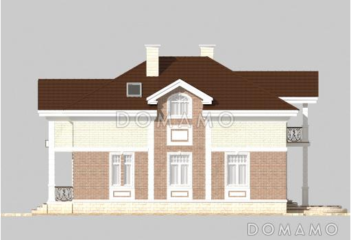 Проект небольшого особняка в классическом стиле из СИП панелей / Фасад 3