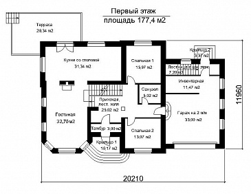 Проект дома с наружными и внутренними лестницами  / План 1 этажа