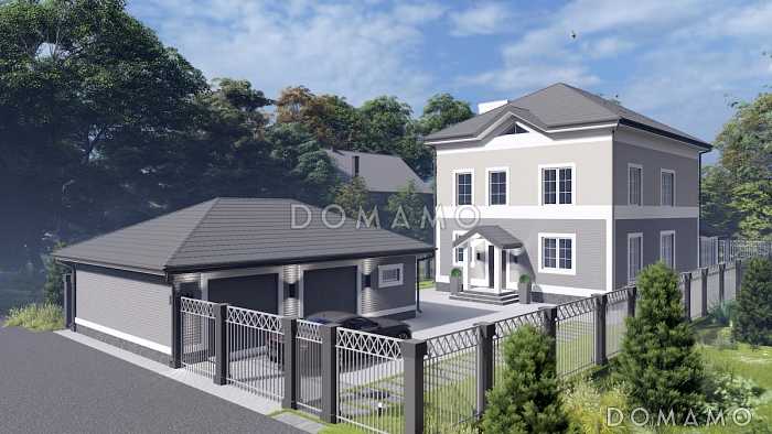 Проект двухместного гаража из газобетона с двумя хозяйственными помещениями