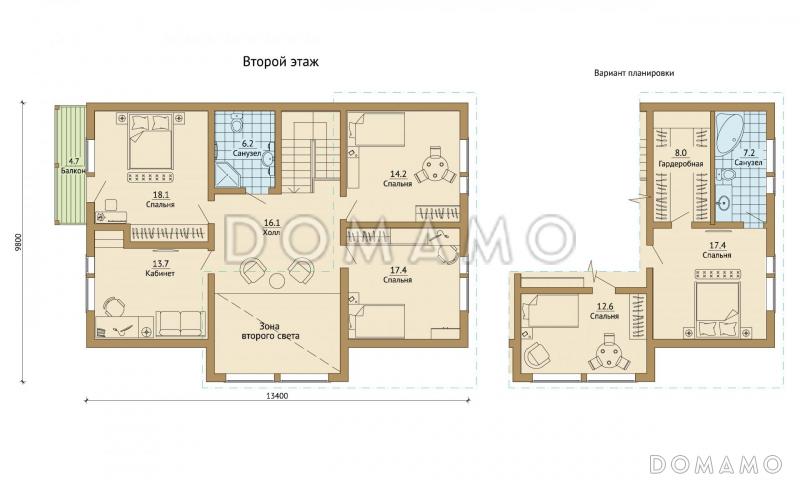 Проект каркасного дома с огромной крытой террасой / План мансардного этажа
