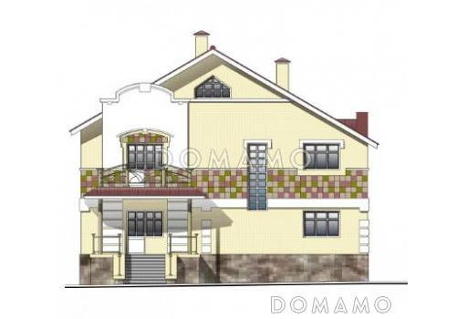 Проект дома с цокольным этажом, бильярдной и тренажерным залом / Фасад 1