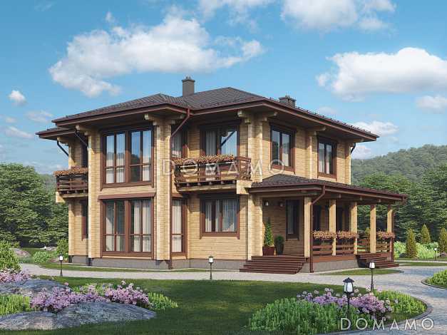 Проект просторного двухэтажного дома с балконами и вторым светом
