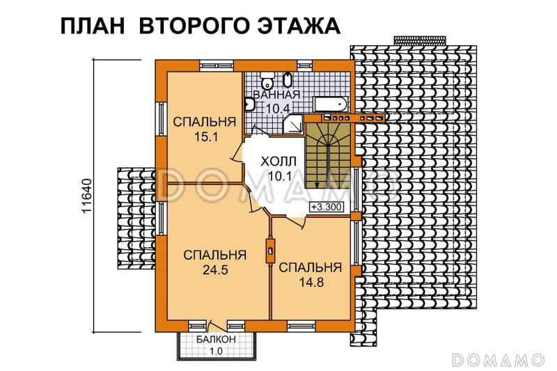 Проект дома из пеноблоков с гаражом для одной машины / План мансардного этажа
