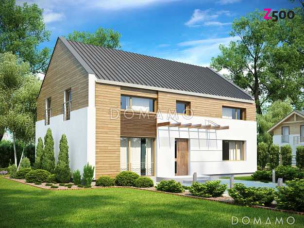 Проект простого компактного двухэтажного коттеджа из газобетона с кабинетом