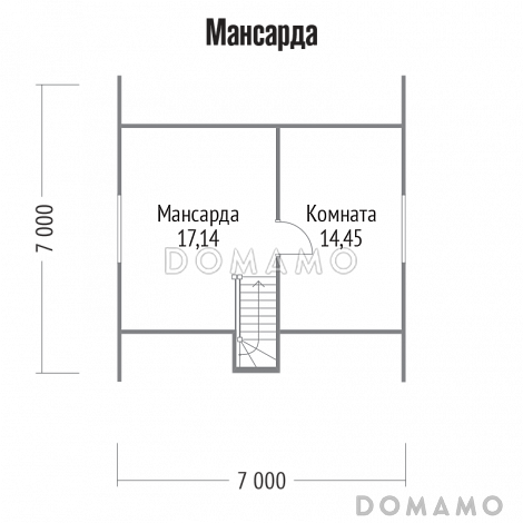 Проект дома с обшивкой деревянной вагонкой / План мансардного этажа