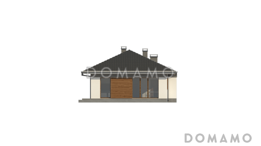 Проект комфортного одноэтажного дома из кирпича с тремя спальнями / Фасад 2