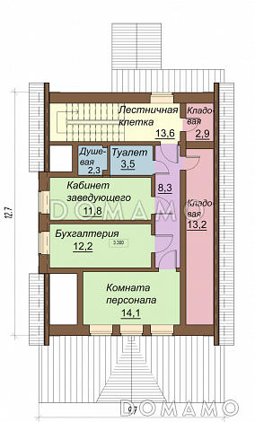 Проект одноэтажного дома под магазин, с мансардой и подвалом / План 2 этажа
