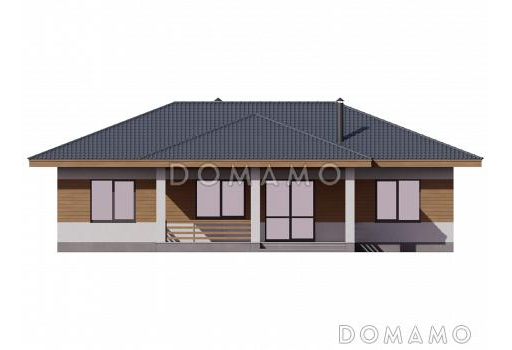 Проект одноэтажного дома из газобетона с мастер-спальней, кладовой и кабинетом / Фасад 3