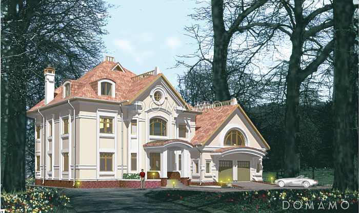 Проект солидного коттеджа с гаражом, сауной и тренажёрным залом